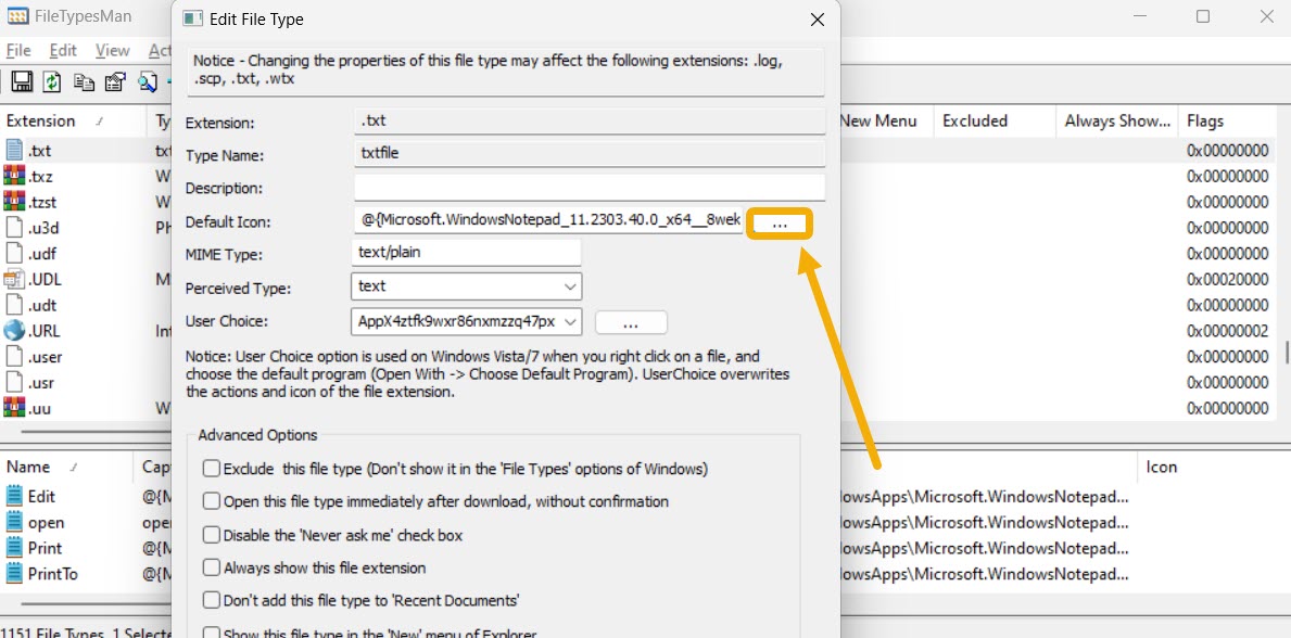 Clicking on three dots next to "Default icon" field. 