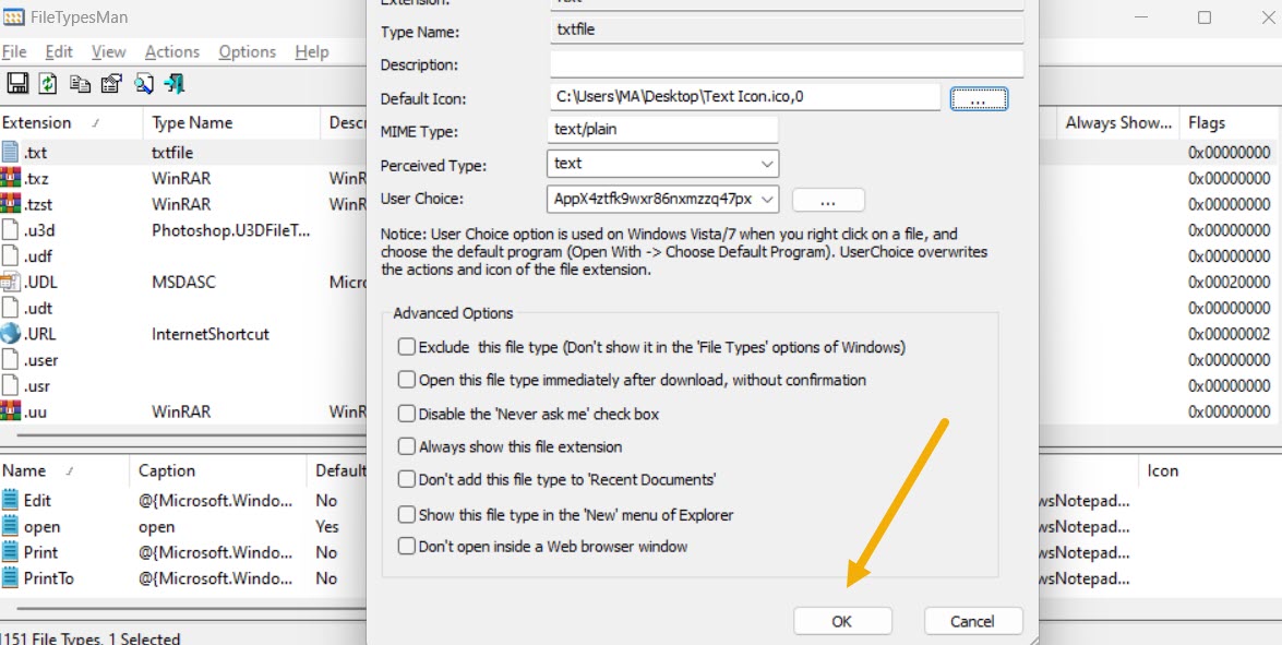 Filetypesman Confirm