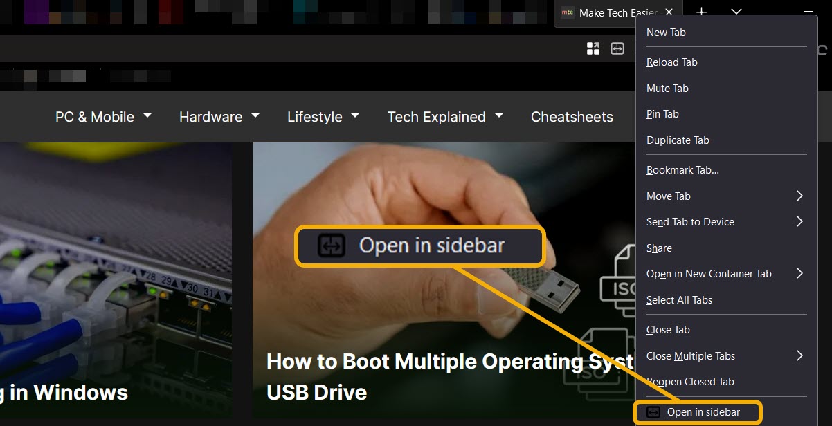 Clicking on the "Open in sidebar" option after installing add-on. 
