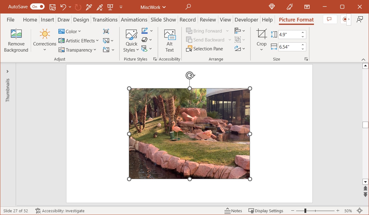 Image flipped in place in PowerPoint