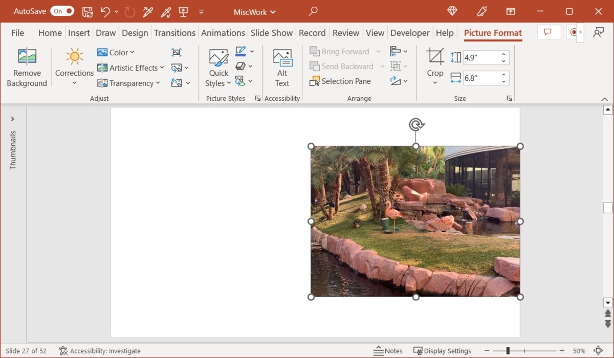 Flipped an image to the right in PowerPoint