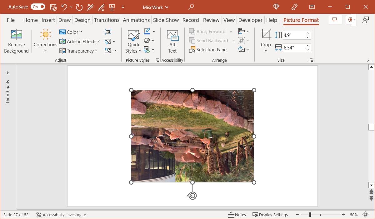 Flipped in image vertically in PowerPoint