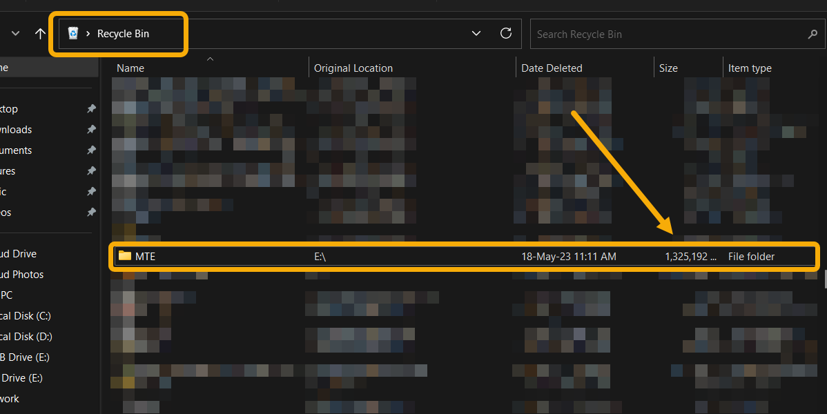 Checking Recycle Bin for deleted files. 