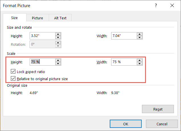 Format Picture box to scale a watermark