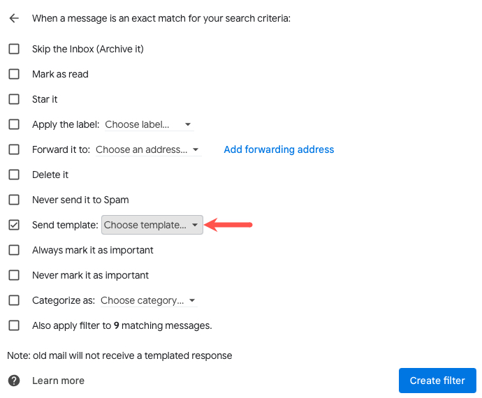 Gmail Filter Template Reply