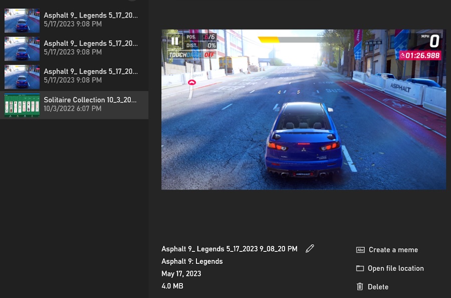 See all your recording captures in Xbox Game Bar. 