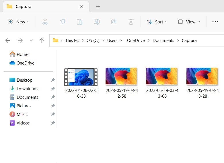 Screen Recorder Pro folders captured with recording videos and screenshots. 