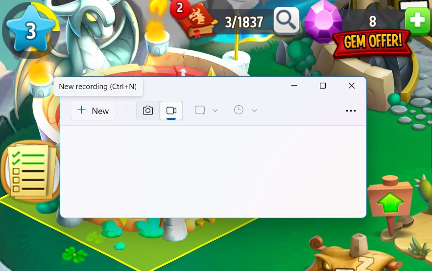 Click New Recording button in Snipping Tool to start your video. 
