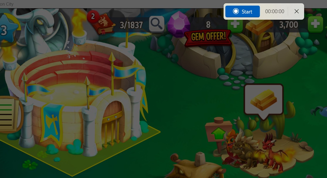 Click Start to turn on Snipping Tool's recording. 