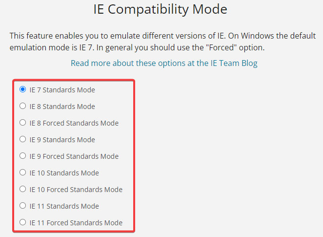 Changing IE Tab IE Version