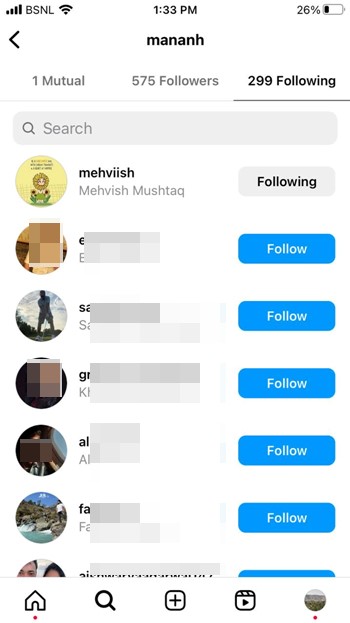 Instagram Mutual Friend Contacts List