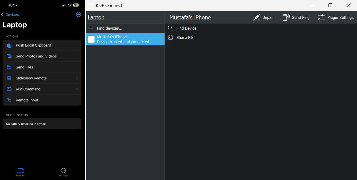 Kde Connect Options