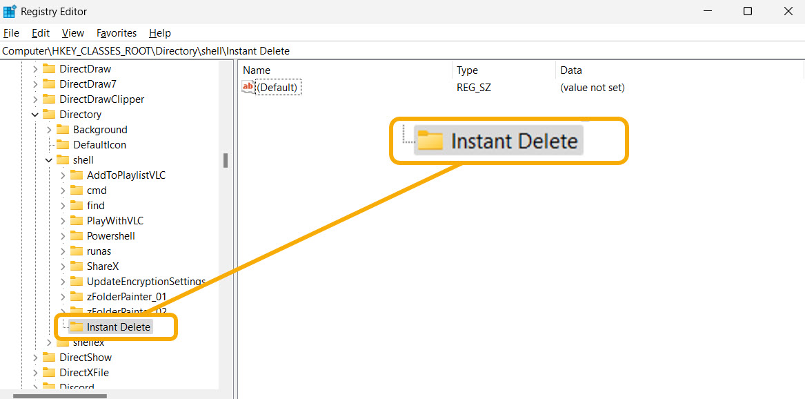 New key visible in Registry Editor. 
