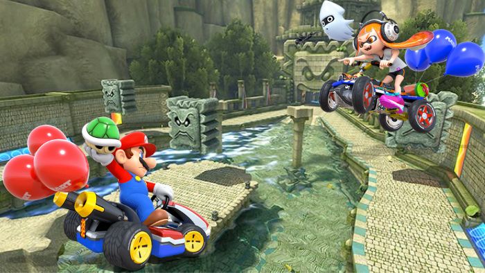 Mario Games Kart 8 Deluxe in-game view.