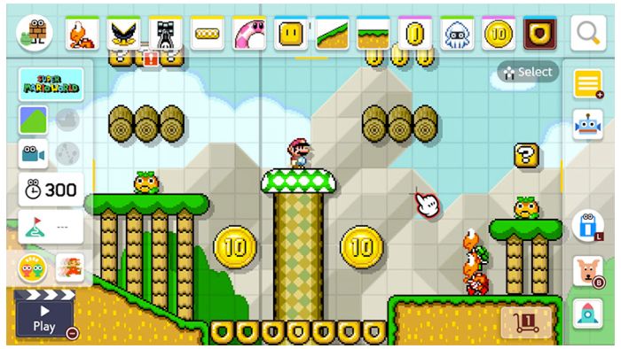 Super Mario Maker 2 in-game view.