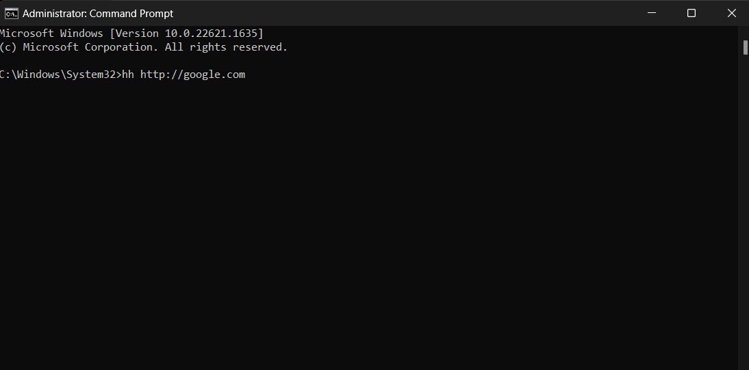 Typing command in Command Prompt. 