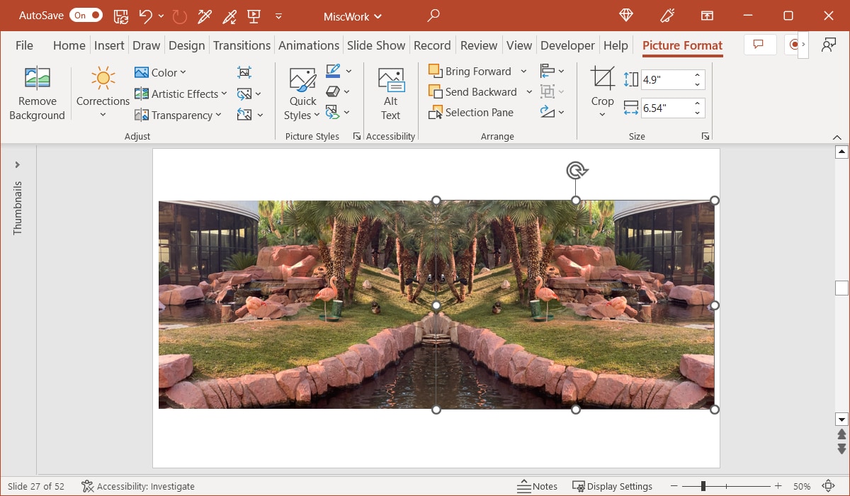 Mirrored image in PowerPoint