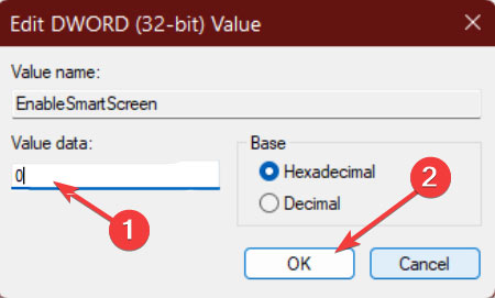 Modify Smartscreen Value To 0
