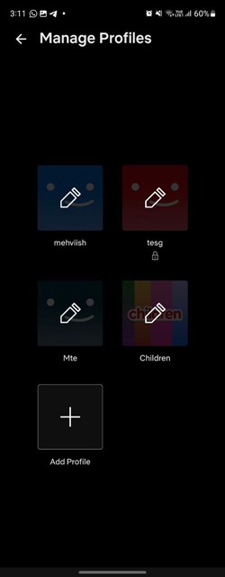 Netflix Mobile Edit Profile Select
