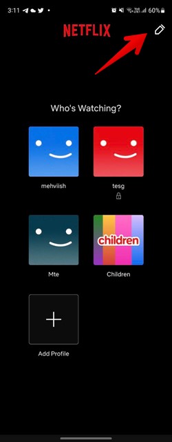 Netflix Mobile Edit Profile