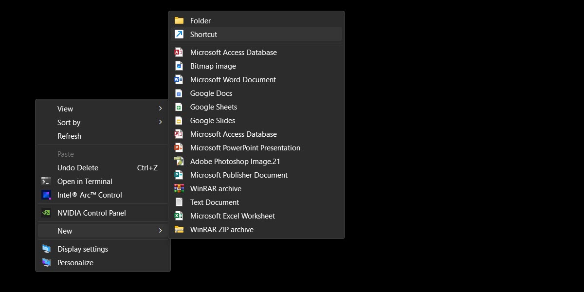 Creating new shortcut for Microsoft app. 