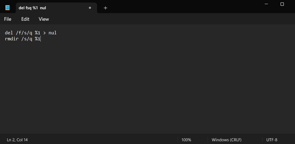 Copy pasting commands in Notepad.