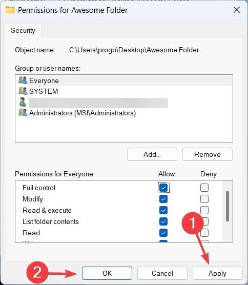 Permission Click On Apply And Then Ok