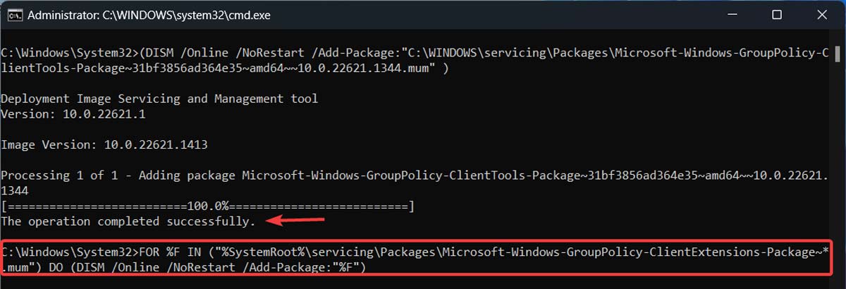 Typing another command in CMD. 