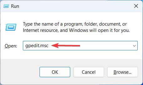 Typing "gpedit.msc" in Run window. 