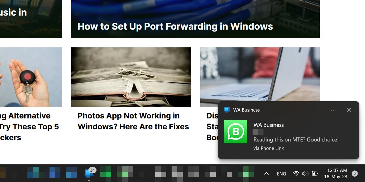 Phone Link Notifications