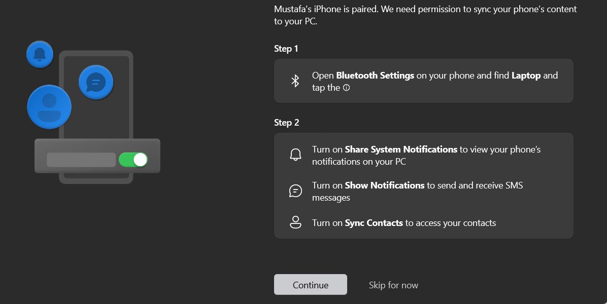 Phonelink Windows Permissions