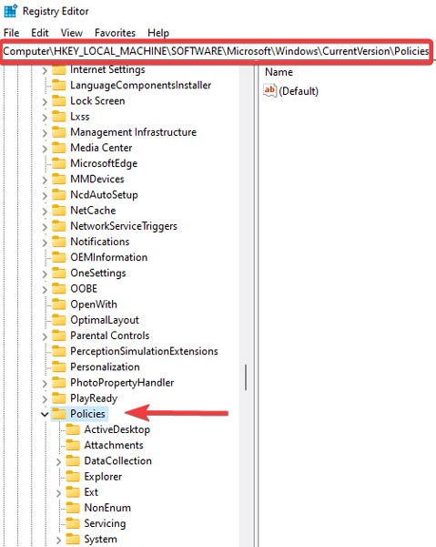 Navigating to location in Registry Editor.