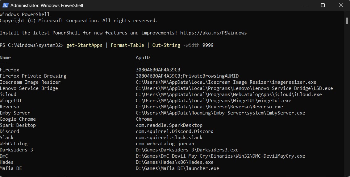 Running command in PowerShell. 