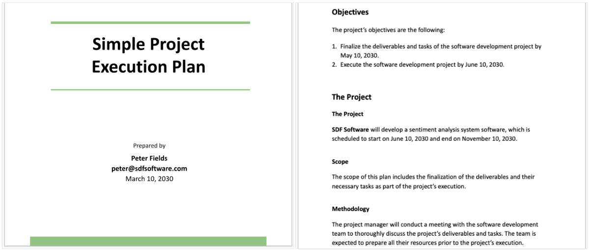 Project Execution Plan template