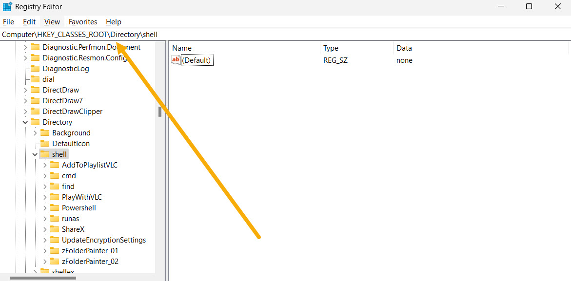 Navigate to location in Registry Editor.