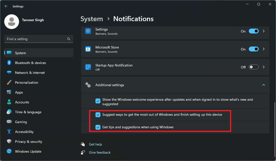Unchecking both options under "Additional settings."