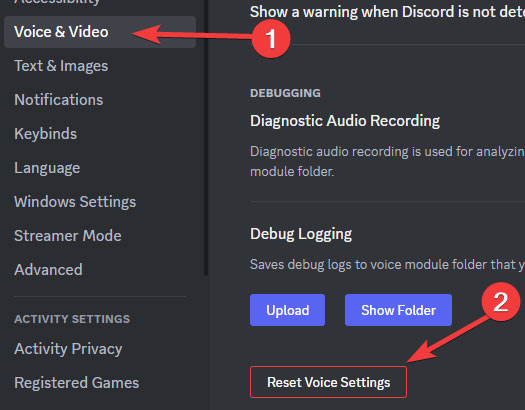 Reset Voice Settings