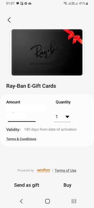 Adding gift card in Samsung Wallet app.