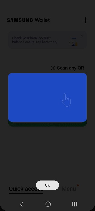 Making offline payments with tap and go in Samsung Wallet app.