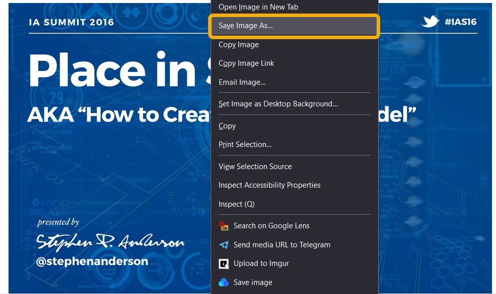 "Save image as" option for SlideShare presentation.