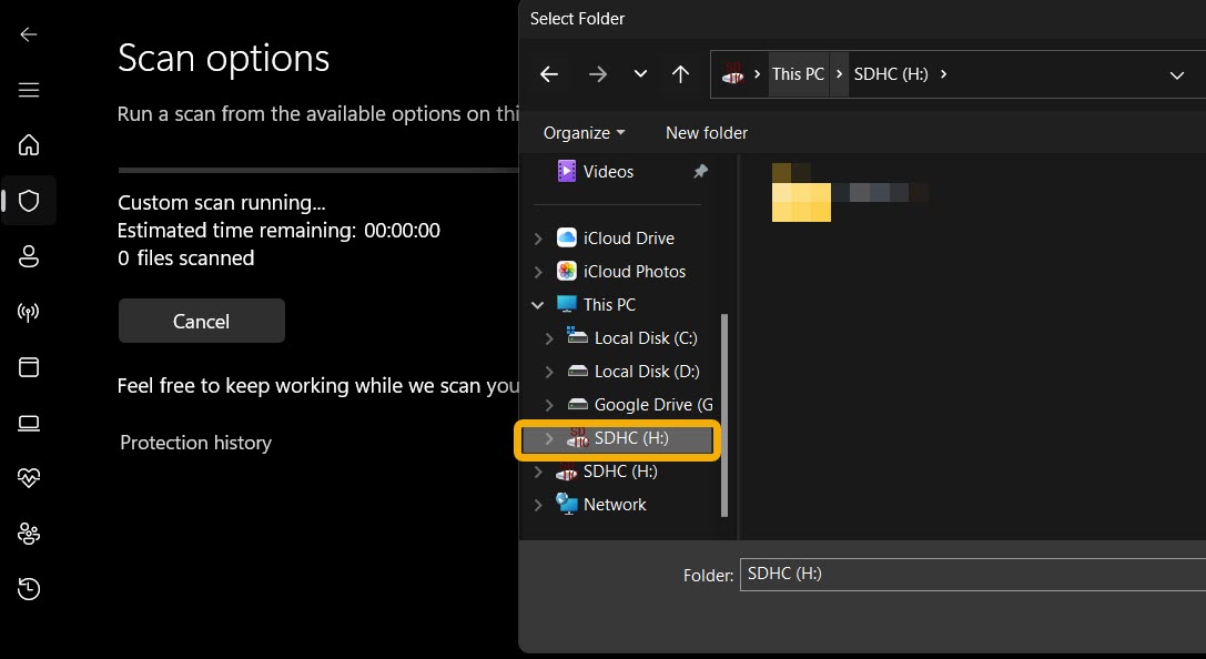 Locating external disk in File Explorer.