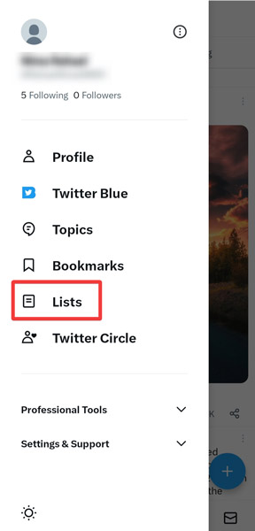 Select Lists From Profile Menu