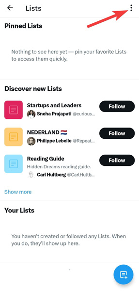 Select Three Dots Icon From Lists Menu