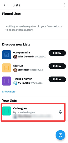 Select Your List From Lists Menu