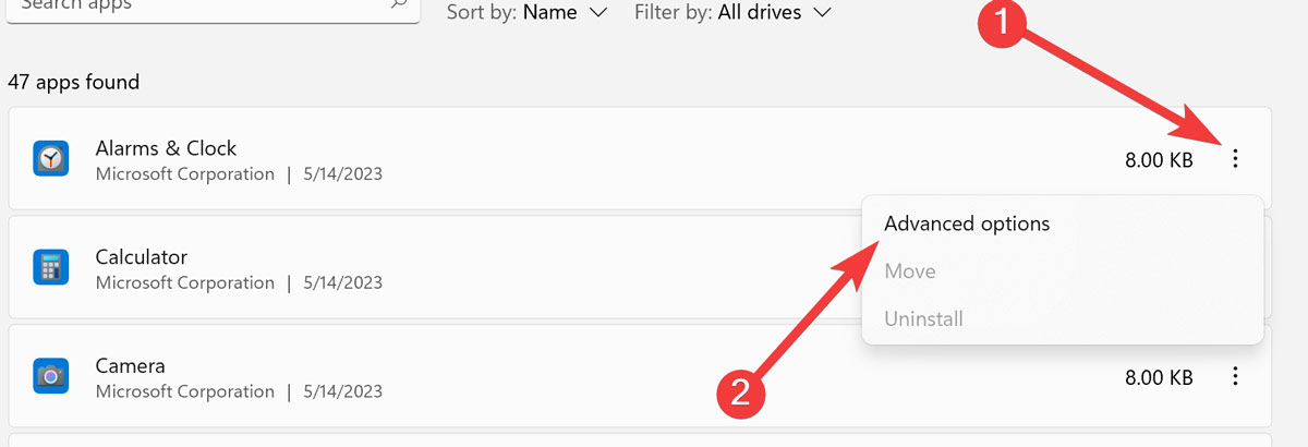 Start Menu Accessing Advanced App Options On Windows