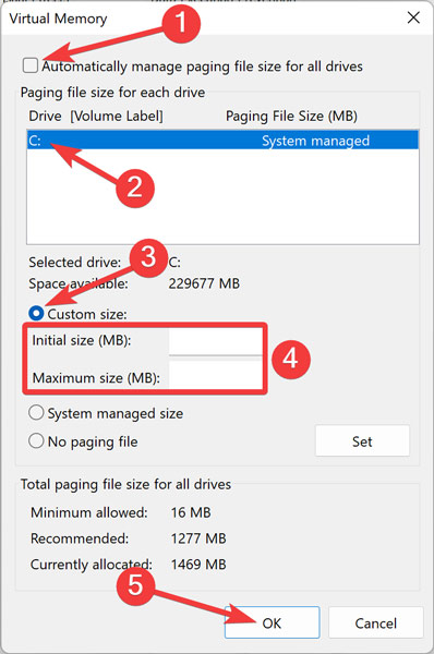 Start Menu Adjusting Virtual Memory Settings On Windows