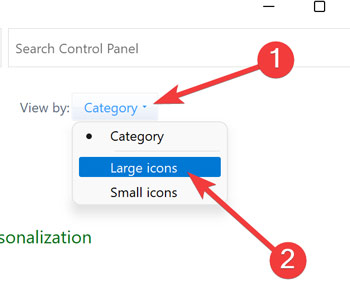 Start Menu Changing To Larg Icons On Control Panel