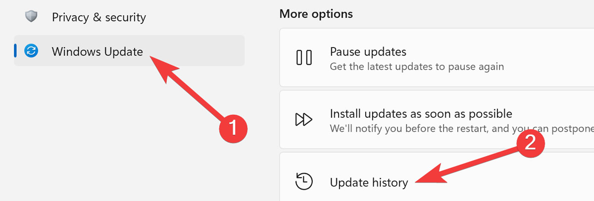 Start Menu Finding Update History On Windows