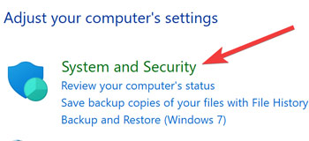 Start Menu Opening System And Security On Control Panel