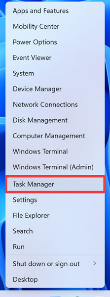 Start Menu Opening Task Manager
